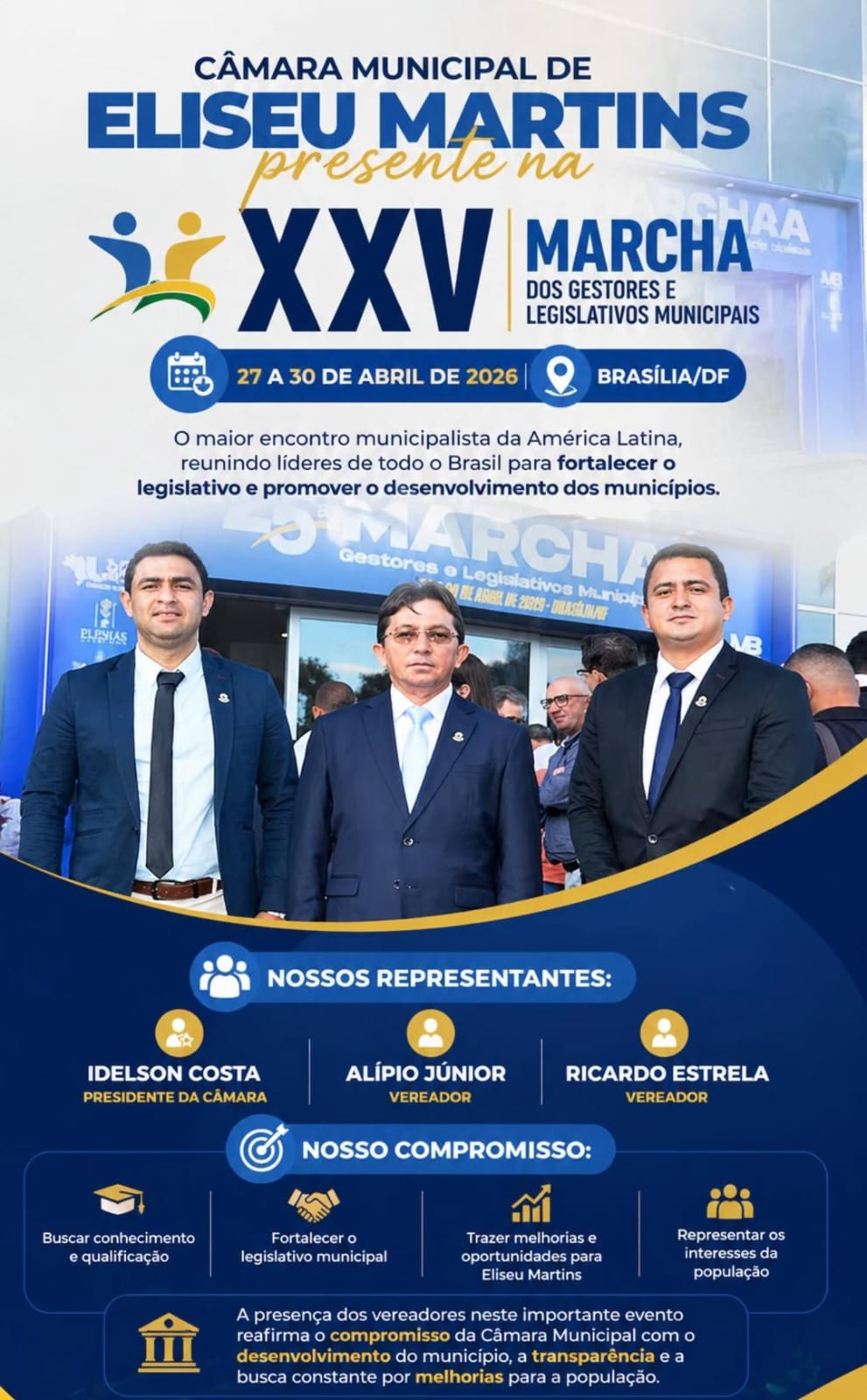 Câmara Municipal de Eliseu Martins participa da XXV Marcha dos Gestores e Legislativos Municipais em Brasília